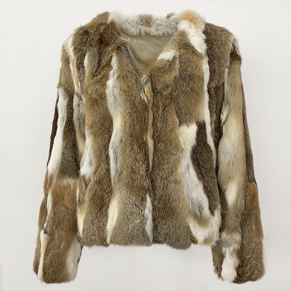 

OFTBUY Новая настоящая натуральная шуба из кроличьего меха леопардовая зимняя куртка женская толстая теплая элегантная верхняя одежда уличная мода с V-образным вырезом XXXL естественный