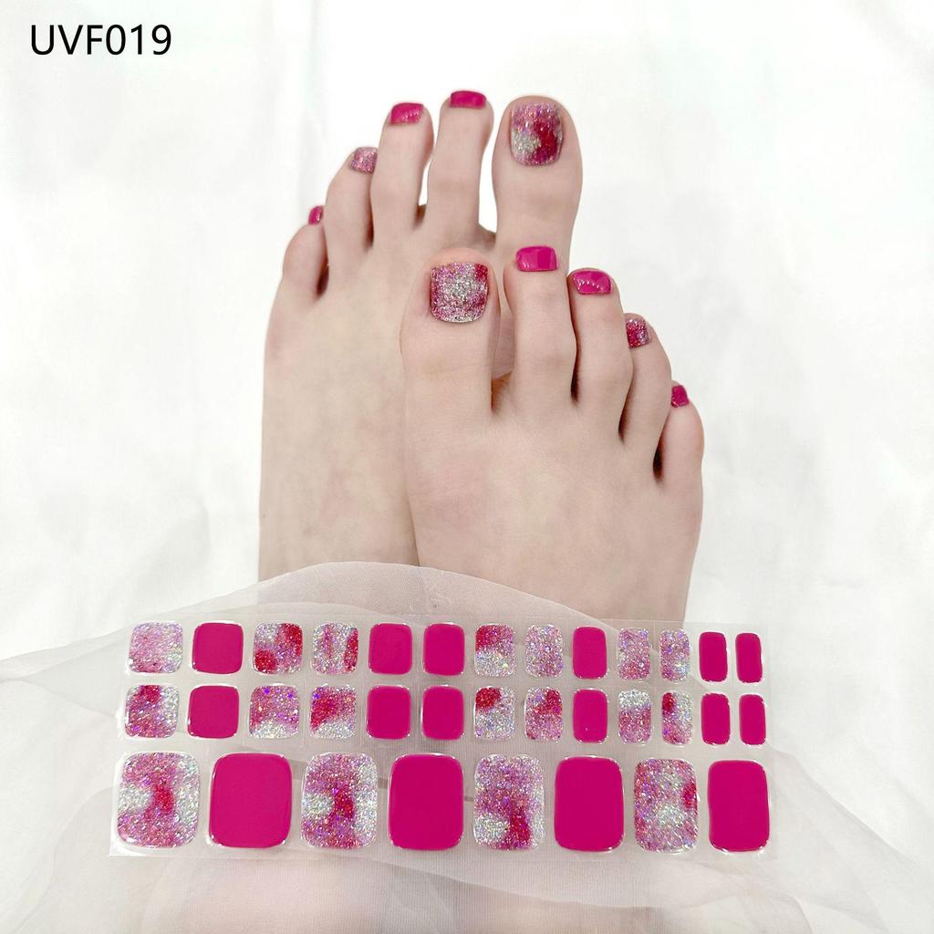 Gel Toe Nail Art Stickers - Semi-Cured UV Lamp Foot Nail Polish Stickers