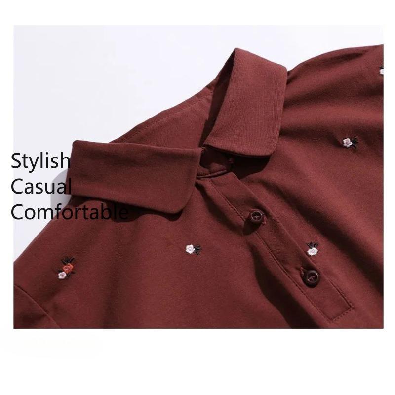 Women's Fashion Casual Spring Fall  Long Sleeve POLO Neck Blouses & Shirts