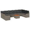 Garden Sofa Set with Storage 11 Pcs Grey Poly Rattan