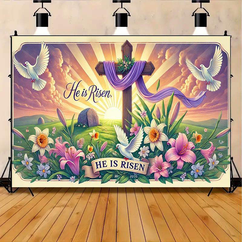 

VIKAMA Easter Banner for Indoor Outdoor Party Event Wall Background Home Garden Decoration Photography Background 74x94cm(29x37in)
