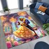 3D Lovely Beauty and The Beast Cartoon Rug for Bedroom Living Room Sofa Home Doormat Decor, Large Kids Play Non-slip Floor Mat