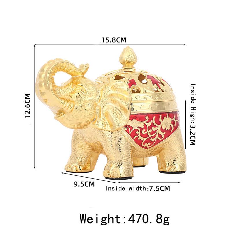 Vintage Incense Holder Metal Standing Elephant Incense Burner with Lid Aromatherapy Ornament Home Decoration for Indoor Outdoor