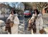 Women's Mid-Length Down Jacket, 2025 Winter, Horn Button Design, Fur Collar, Thickened, Loose Fit Coat.