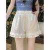 Autumn Plus Size Lace Hollow Embroidered Wide-Leg Shorts - Women's Slimming New Arrival