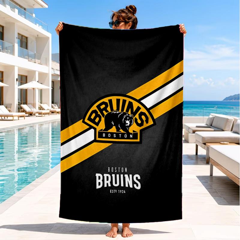 Bruins Emblem Hockey Beach Towel, Super Soft Microfiber, Perfect Gift for Her/Him, Birthday, for Pool, Beach, Travel, Decor Beach Party