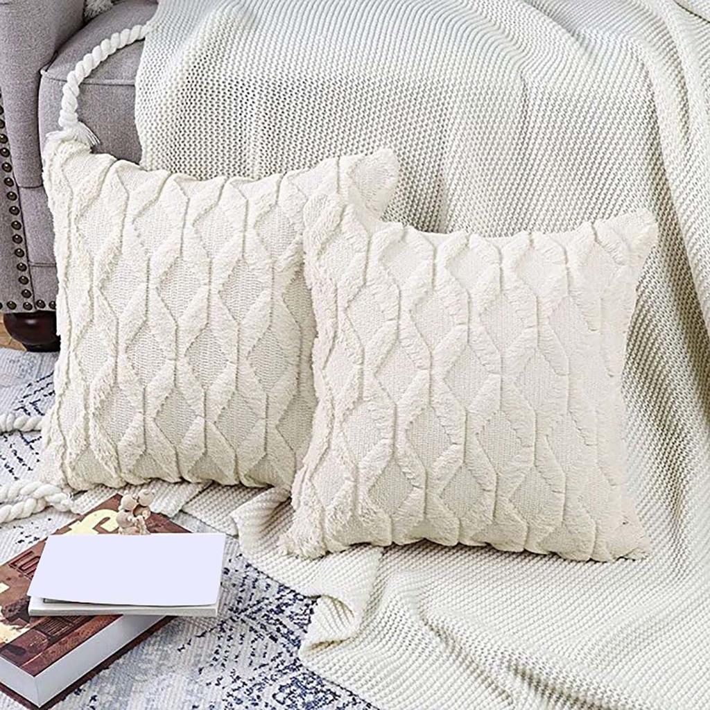 Diamond Quilted Plush Throw Pillow Cover 45x45cm Soft Textured Cushion Case for Sofa Bed Chair Decorative Use