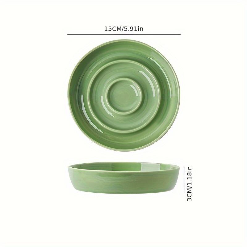 Thickened Anti Slip Multi-color Shaped Ceramic Slow Feeding Cat Bowl with No Pointed Small Dog Food, Round Anti Suffocation