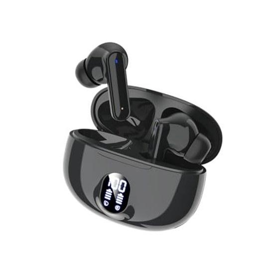 Bluetooth earphones wireless 2025 model Hi-Fi sound quality long playback time microphone ENC noise cancelling LED display automatic pairing instant