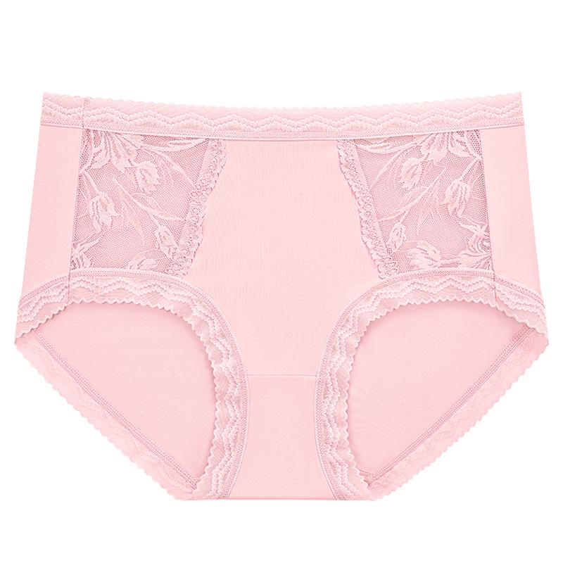 Women's Summer Ice Silk Mid-Waist Lace Panties - Breathable, Seamless, Comfortable with Antibacterial Cotton Crotch