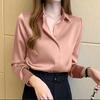Simple Commuter Temperament Shirt Retro Hong Kong Style Long-sleeved Satin Women's Shirt Long-sleeved Elegant Blouse Commuter Shirt Spring Autumn