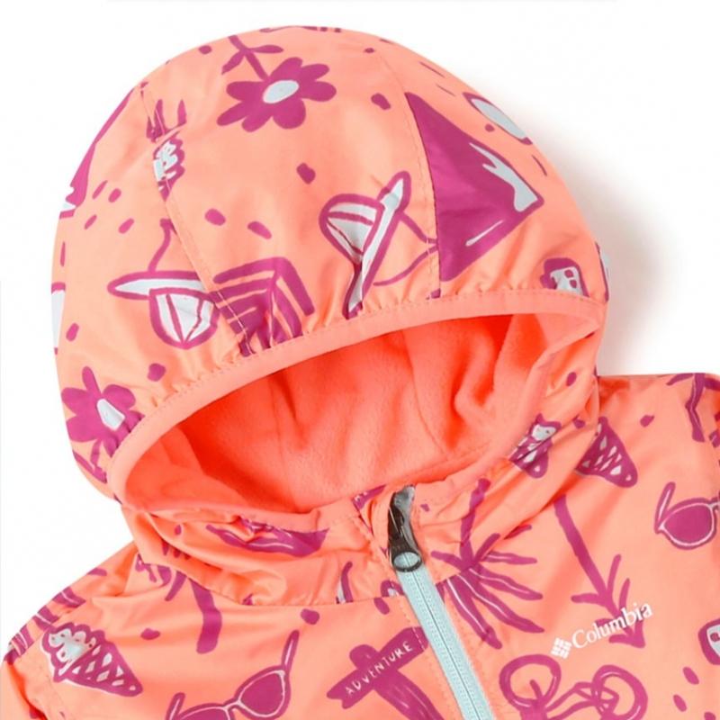 Columbia Kids Kids Windbreaker Hoodie Zip Jacket Coral