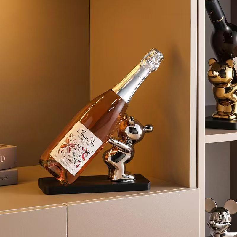 Ceramic Bubble Bear Wine Bottle Holder Countertop Storage Stand for Wedding Party Home Decor