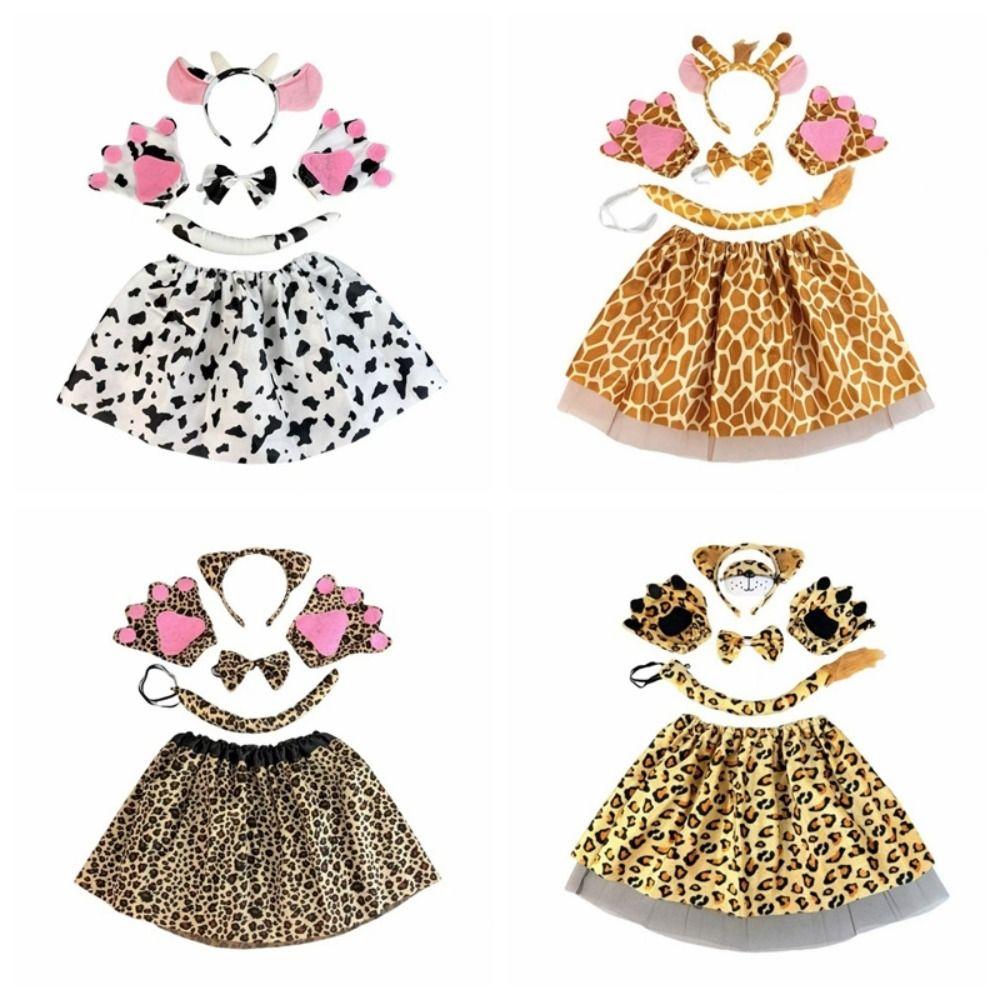 Giraffe Skirt Headband Bow Children Short Dress Themed Carnival Event