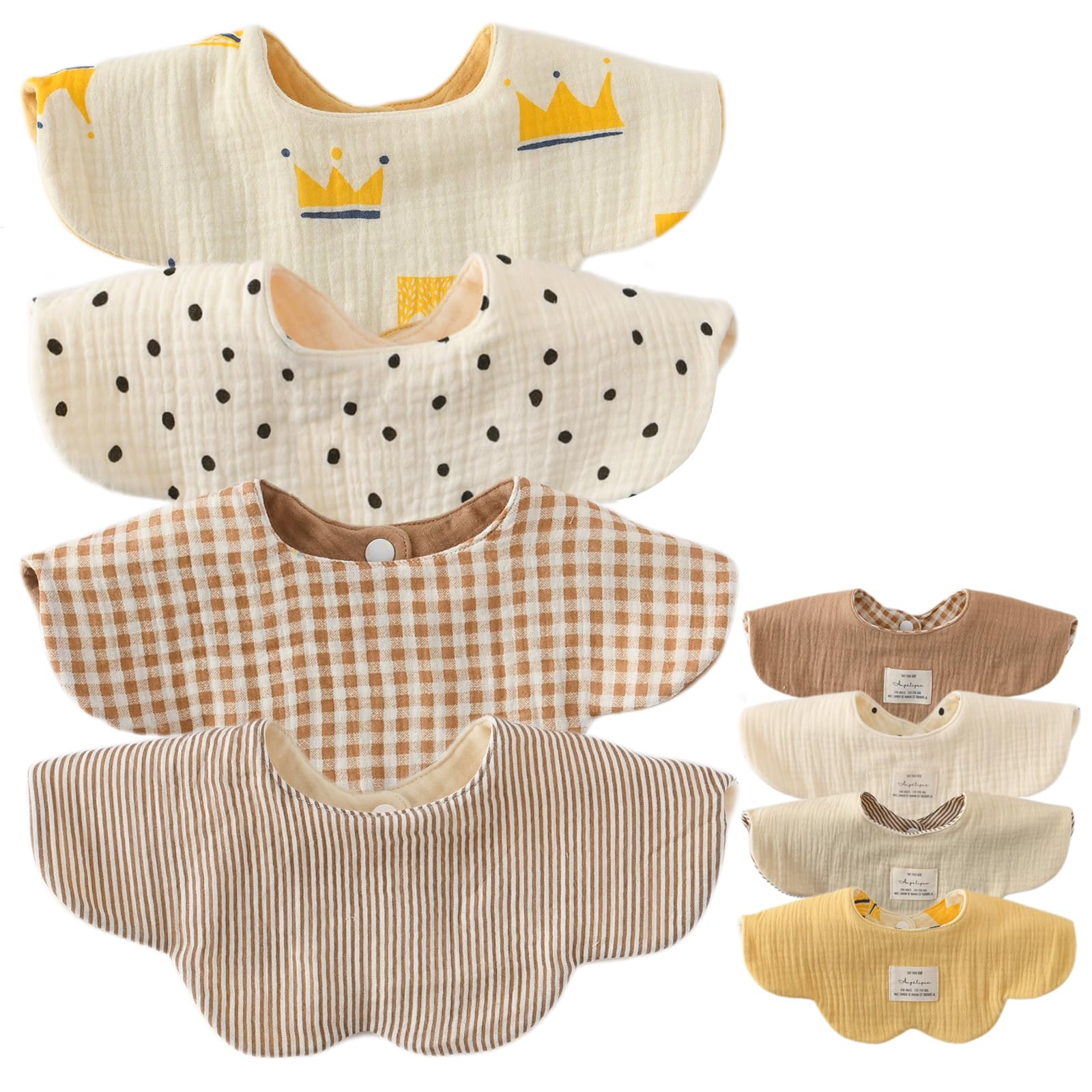 

Set of 4 Baby for Girls and Stylish Newborn Solid Mealtime Baby Baby Shower Gift [GoUseGo] Bibs, Double-Sided, 6-Layer Gauze, Boys, Bibs, 360-Degree