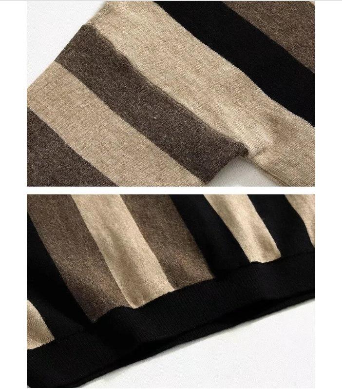 Men's Korean Striped V-Neck Knit Sweater - Autumn/Winter Loose Fit Long Sleeve Pullover