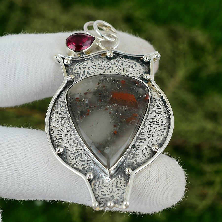 Sisters Day Sale Natural Tabu Jasper Rubillite 925 Sterling Silver Bezel Pendant
