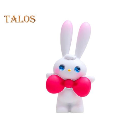 Sculpture de lapin en résine, ornement de scène d'animal Kawaii, Adorable lapin avec nœud sur la tête