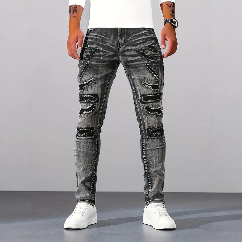 Men's Skinny Fit Gray Stretch Denim Jeans Long Pants Casual Pants Casual Everyday Outfit
