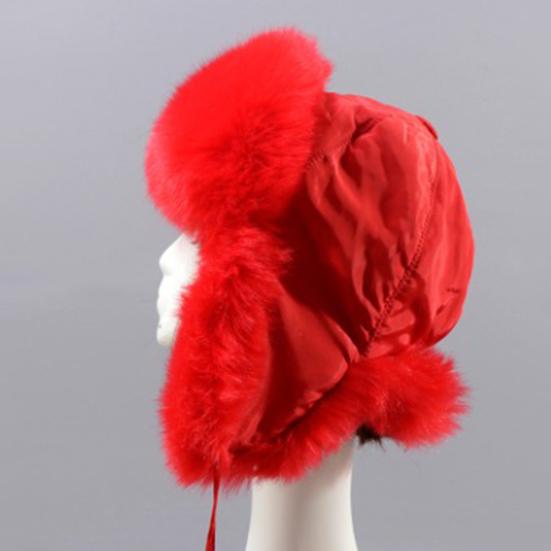 Earflap Hat Thickened Fluffy Windproof Cute Down Lining Ball Ear Protection Faux Fur