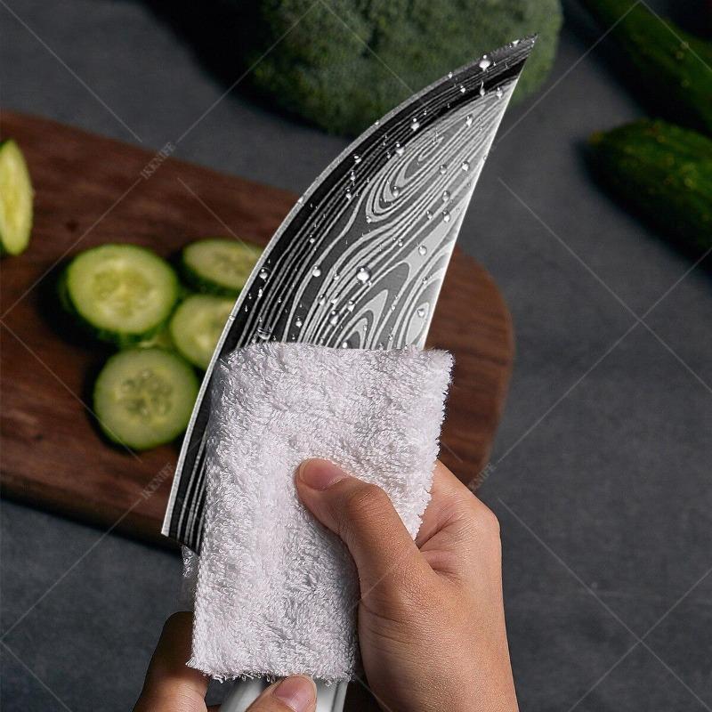 Professionelles scharfes Metzgermesser für zu Hause, Edelstahl, kleiner Krummsäbel, komfortables Griffdesign, Küchenmesser mit Messerschale