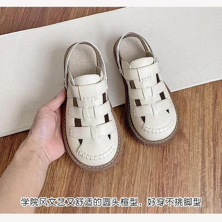 

Cool slippers women s summer new thick-soled Mori shoes two wear hollow beach bag head half slippers 35 бежевий