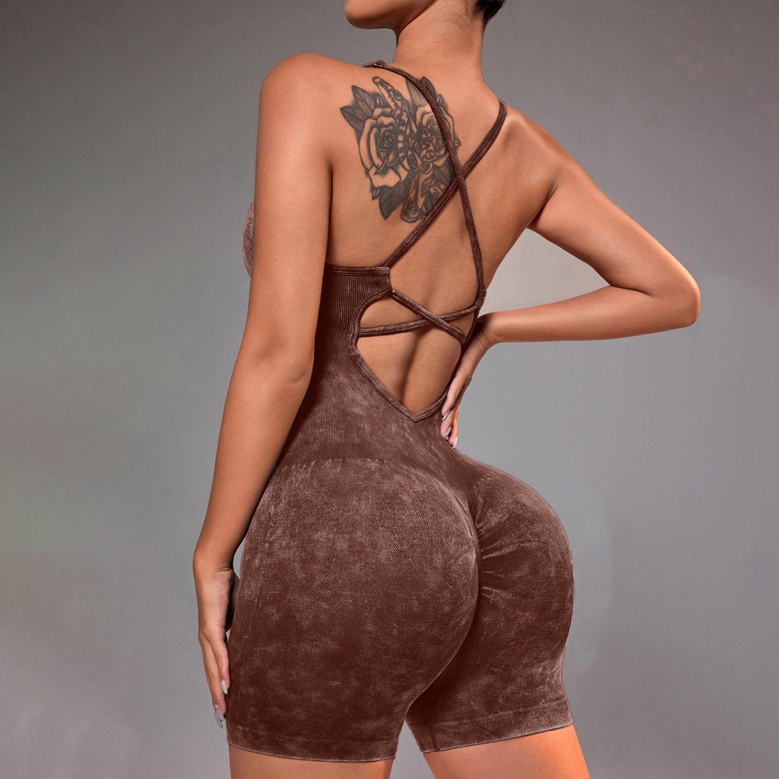 

Women s Tight Fitting Peach Hip Lifting One-Piece Yoga Suit, Fitness Shaping One-Piece Suit S