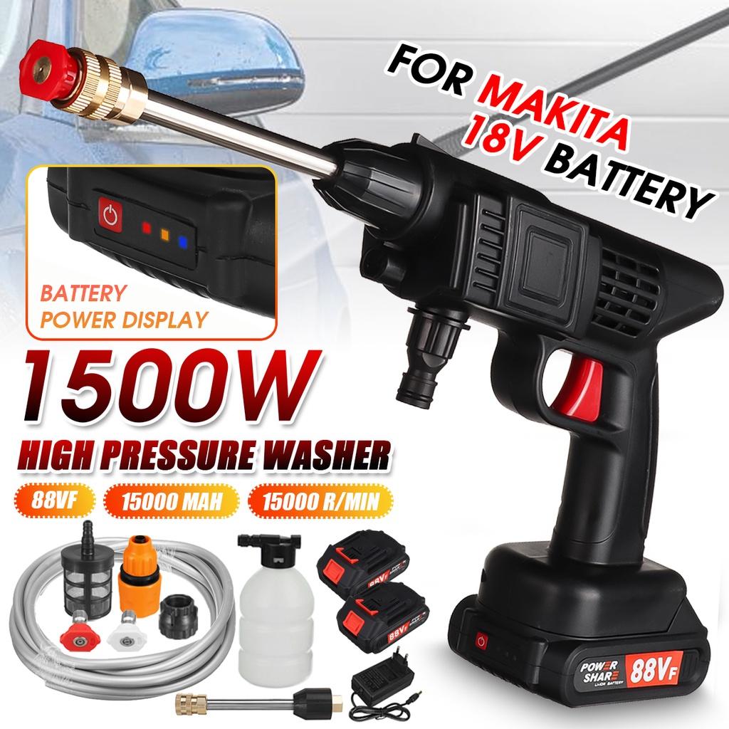 1500W 88VF Water Gun Spray Cleaner for 18V Battery Car Wash Washer Guns Wireless High Pressure 15000mAh Foam Generator