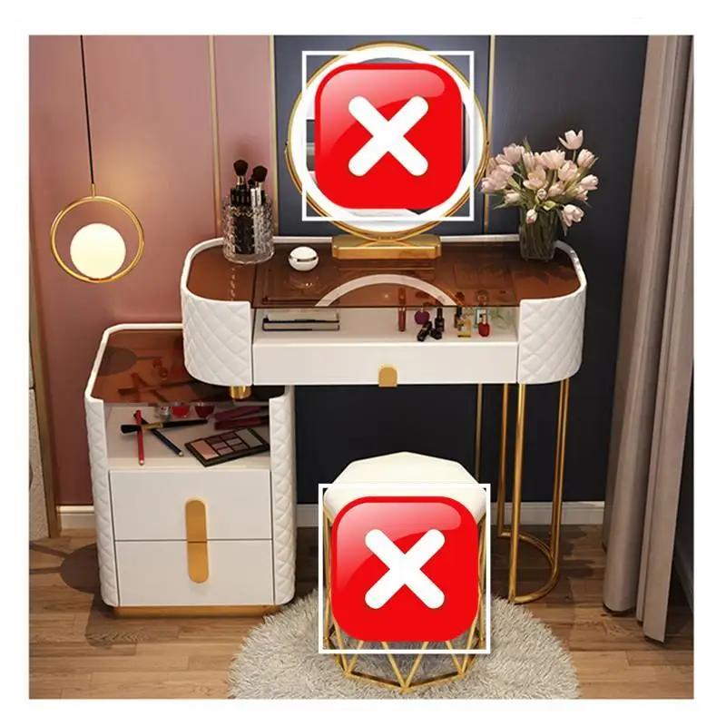 Vanity Masası Modern Şifonyer Masası LED Aynalar Ev Yatak Odası Tuvalet Masası Yoğunluk Tahtası Aynalı Makyaj Masası Mobilya