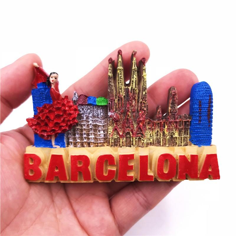 Kühlschrankmagnet mit Spanien-Land-Souvenir, Madrid, Barcelona, Magnetmagnete für den Kühlschrank, Kunstharz, bemalt, dekoratives Kunsthandwerk