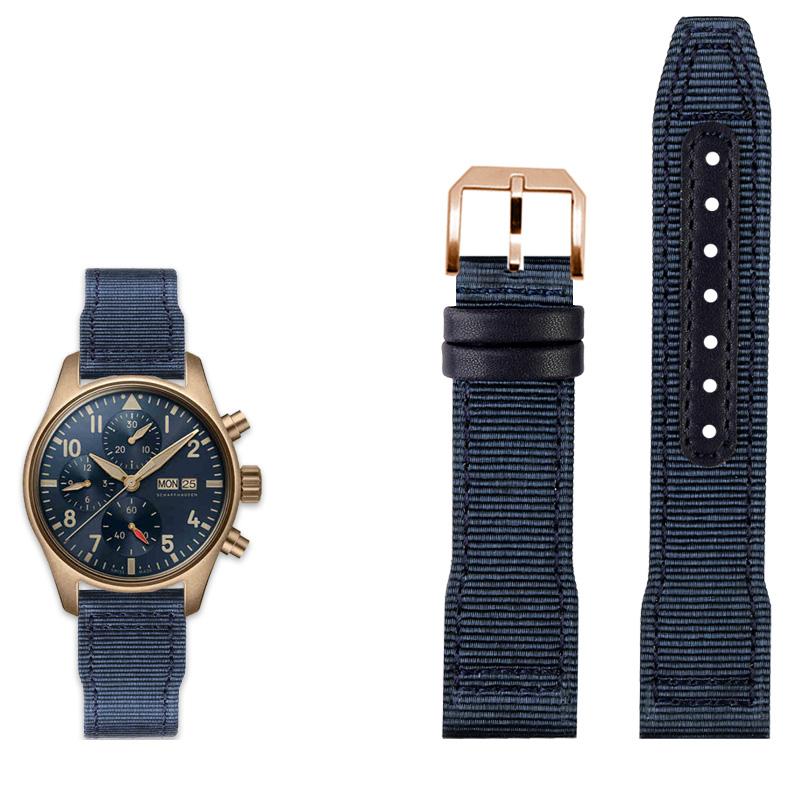 Klasyczny 20/21/22mm Wysokiej jakości nylonowy pasek do zegarka ze skóry cielęcej Pasuje do IWC Pilot SPITFIRE MARK18 Portofino TOP GUN IW389101 Pasek do zegarka