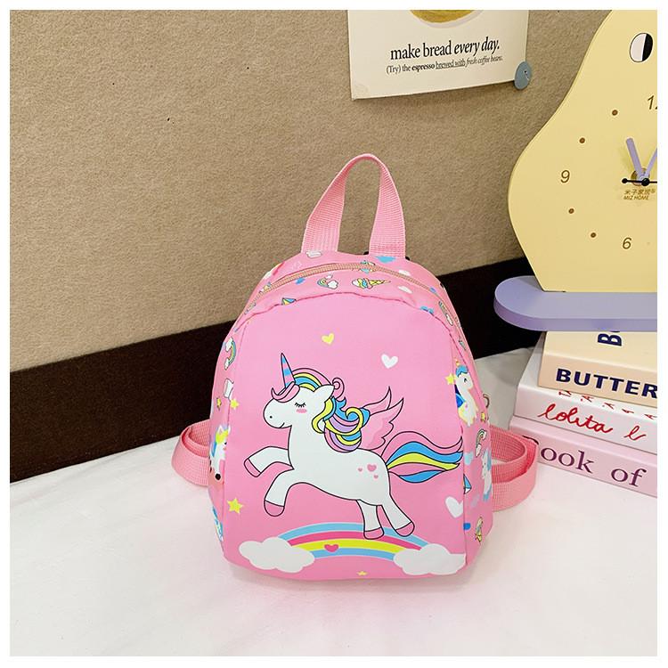Adorable Cartoon Unicorn Backpack For Kids Stylish Pink Nylon School Bag