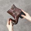 Fashion GKTINOO Winter Genuine Leather High Heels Ankle Boots For Women Warm Boots Side Zipper Soft Comfortable Cow Leather Botas