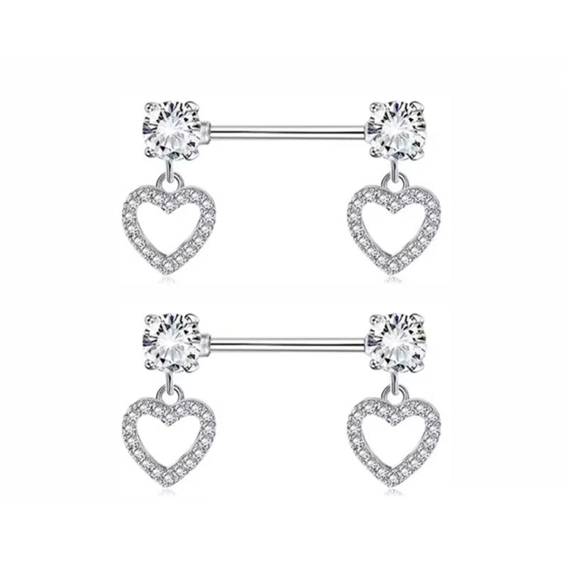 1Pair Pink Butterfly Nipple Piercing Jewelry Shiny Crystal Nipple Rings For Women Girls Heart Nipple Barbells Piercing Pezon