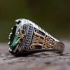 new men Stainless Steel  Crown Totem With green Zircon Ring Geometric For Anniversary Party Wedding Luxury jewelry