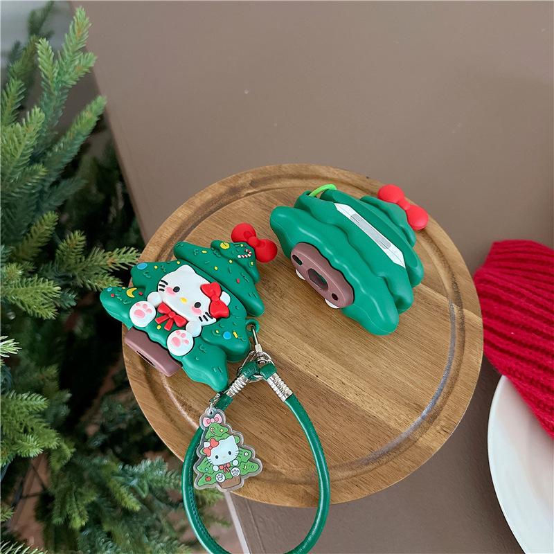 Cute Christmas tree kt cat AirPods pro1 apple bluetooth headset case 1/1 generation cartoon protective case