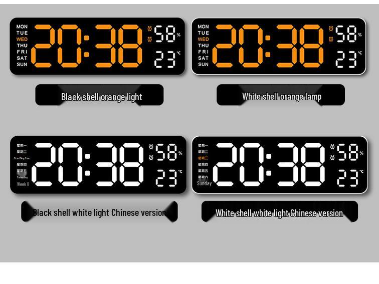Multifunctional Rectangular Electronic Clock with Large Font - Alarm, Hanging & Standing Options