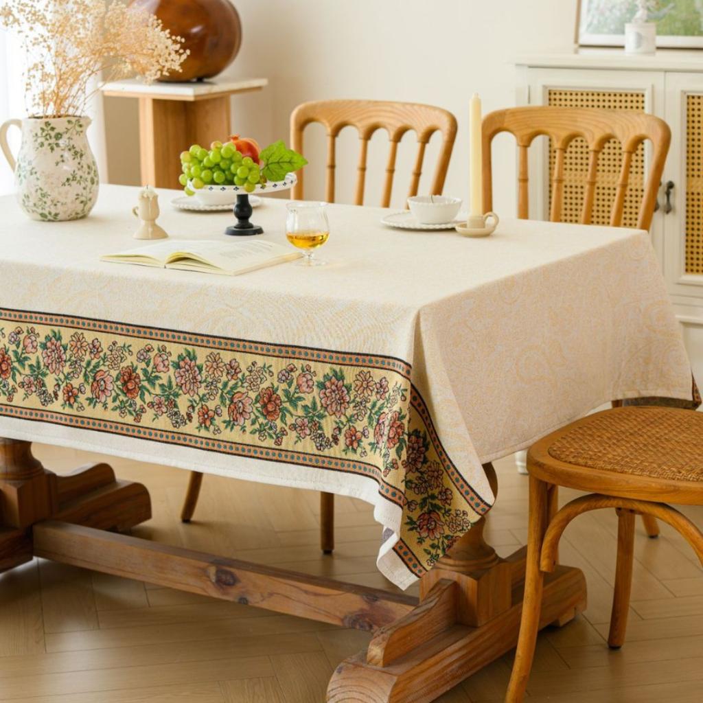 Soffbord Bordsduk Tyg Blåklockor Blomma Jacquard Krullad Kant Litterär Rektangulär Matsalsbordsduk