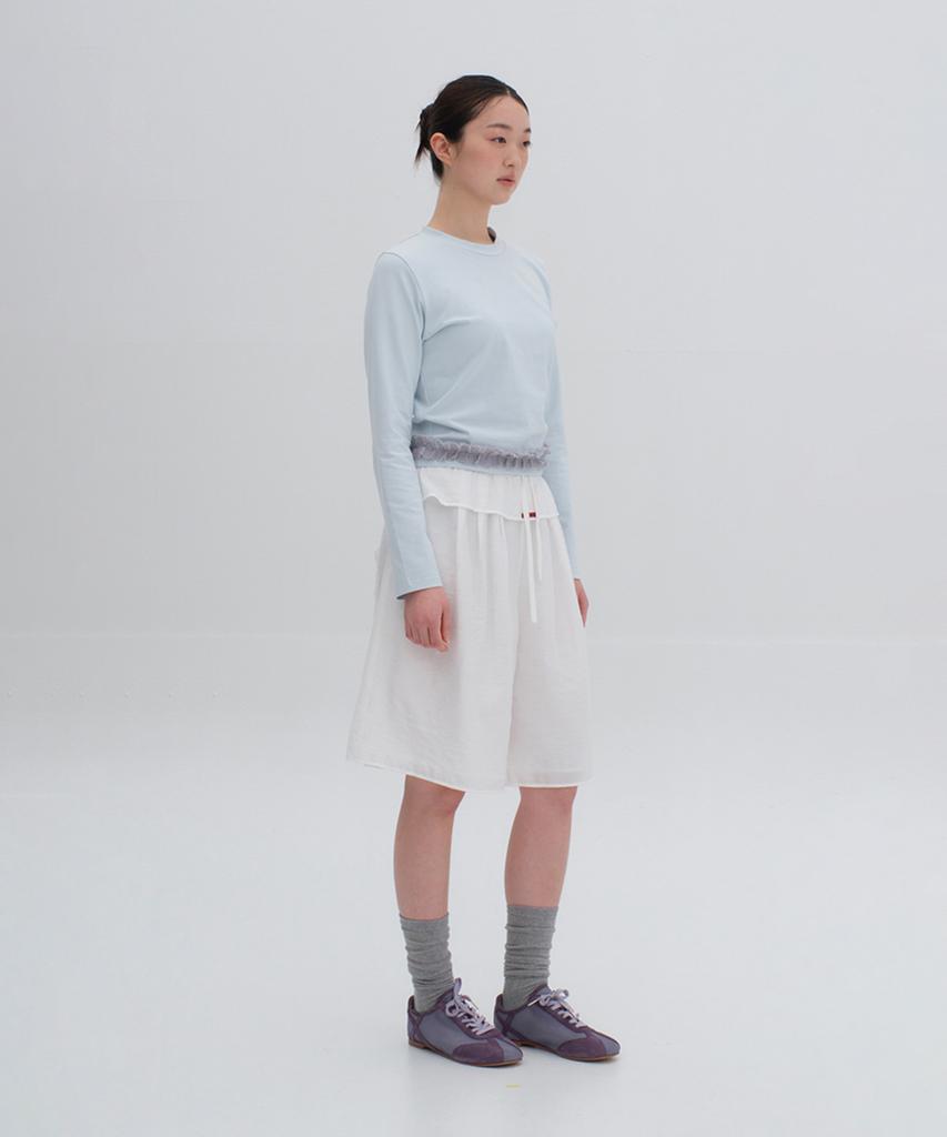 Lipeullegtibeulum Lace Frill Long Sleeve Top (Sky Blue)