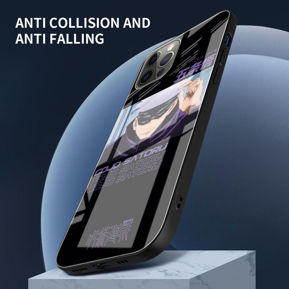 Tempered Glass Case Apple iPhone 13 12 Mini 11 Pro Max XR XS SE 2020 7 8 Plus 6 6S X Phone Cover Back Shell Anime Jujutsu Kaisen