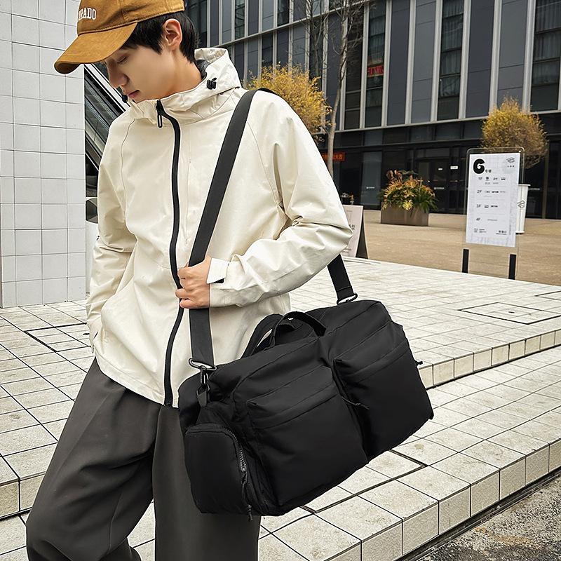 New Japanese and Korean casual style large-capacity travel backpack double pocket men's and women's fitness sports messenger bag