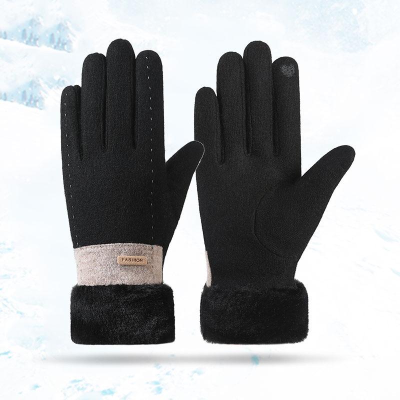 Winter Weibliche Warme Kaschmir Touchscreen Fäustlinge Doppel Dicken Plüsch Handgelenk Frauen Fahren Handschuhe