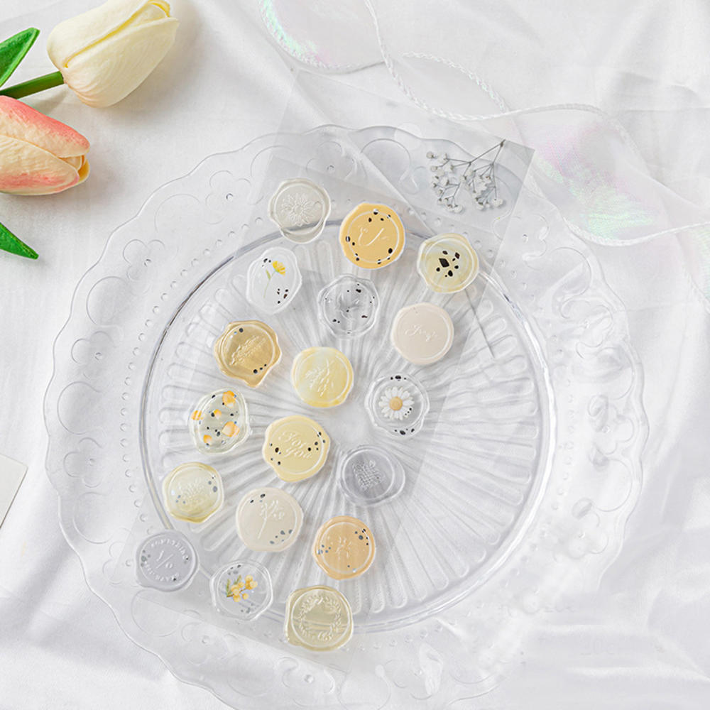 18pcs Vintage Wax Seal Stamp Stickers DIY Scrapbooking Journal Planner Decorations Envelope Plastic Sealing Wax Labels