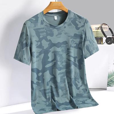 Kurzarm T-Shirt Herren Eis Seide Locker Sport Unterhemd Herren Schnelltrocknend Rundhals Sport Fitness T-Shirt