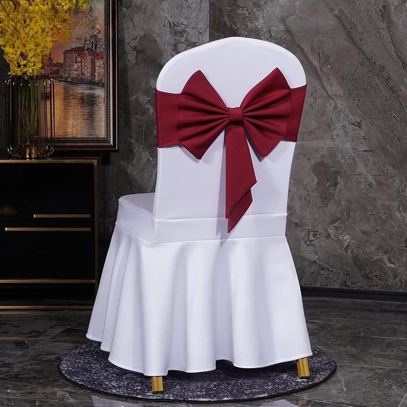 10PCS Thicken Spandex Chair Cover Band Ribbons Chair Tie Backs for Party Banquet Decor Wedding Decoration Knot Chair Bow Sashes