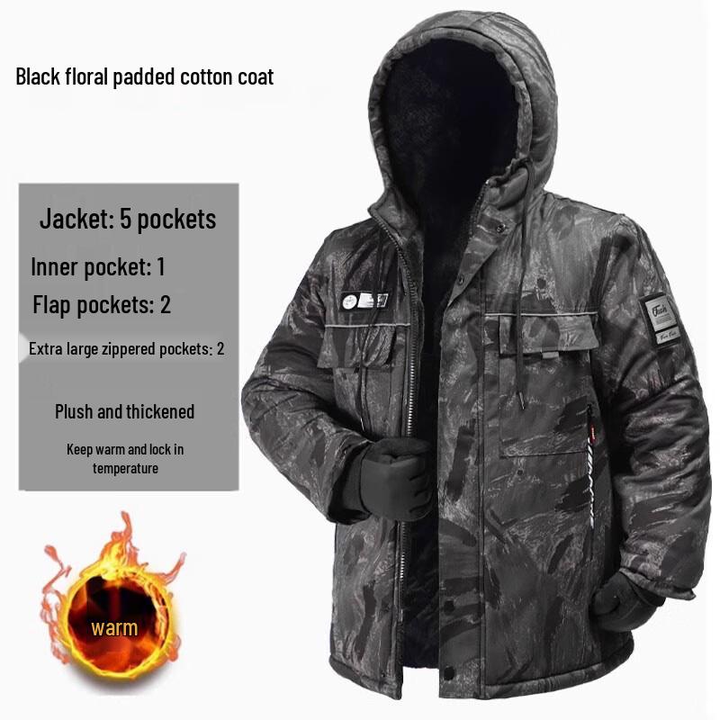 Jimor Black Floral Winter Padded Jacket 4XL (190)