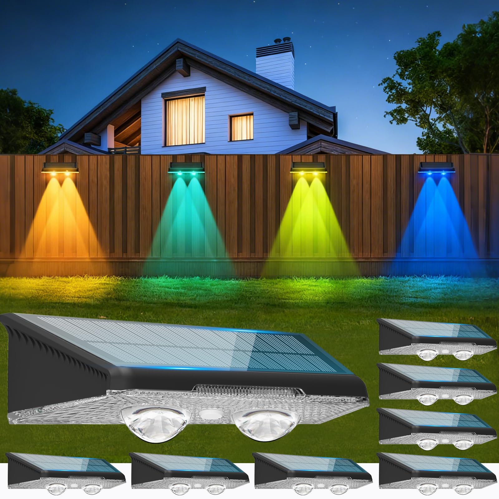 

KINGHE Solar Lights for Outdoor Fences, Solar-Powered, Garden, Waterproof, Nameplate Light, Indicator Light, Gatepost Light, Entryway Light,