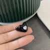 Korean Blogger Style Black & White Heart Drip Oil Ring - Simple, Versatile Stackable Index Finger Ring for Women