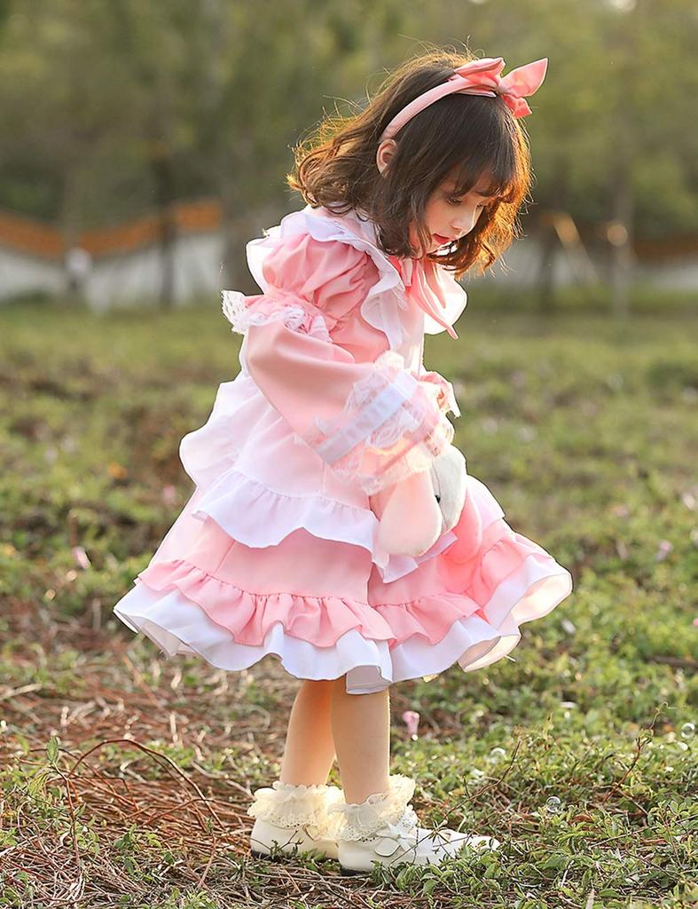 YUEEI Maid Costume for Kids, Alice, Halloween, Cosplay, Fancy Dress, Girls, One Piece, Short Sleeve, Long Sleeve, Cute, Party, Event, Performance