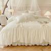 3pcs White Bedding set ruffles Duvet Cover Set (1*Duvet Cover + 2*Pillowcase, Without Core)for bedroom guest room